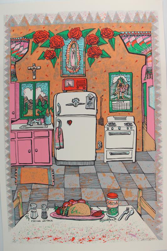 Cocina Jaiteca from the "National Chicano Screenprint Taller 1988-89" portfolio