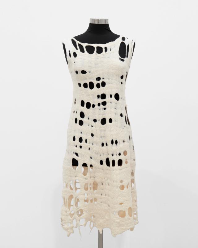 White Felted Dress, from the series "A-Z Fiber Form Uniform"