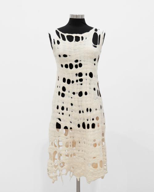 White Felted Dress, from the series "A-Z Fiber Form Uniform"